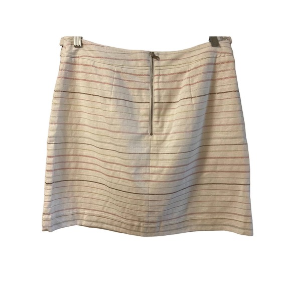 *2/24* Ann Taylor Loft Linen Blend White Striped Skirt Size 8 - Picture 2 of 7